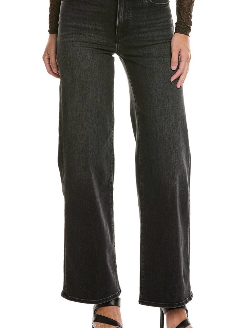 Frame Le Slim Palazzo Jeans in Dark Black/Gray